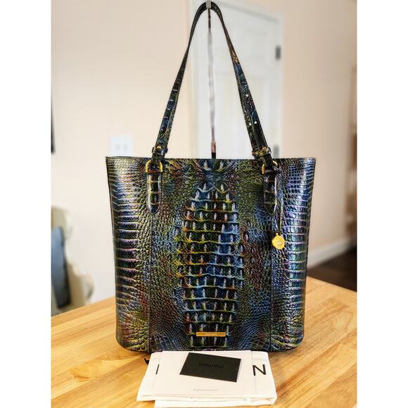 NWT Brahmin Abigail Tote in Multi Westfield Genuine Snake-Croc Embossed Leather